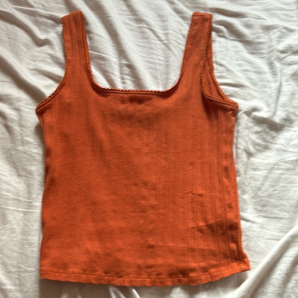 Orange tank top. Perfect length. Size small.